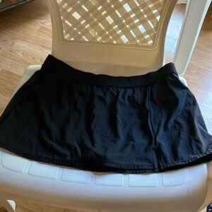 Aqua Green Black Sz L Split Swim Skirt w/built in brief and opaque fabric..VGUC