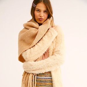 FREE PEOPLE Faux Fur Cardigan NWT Sz M Almond