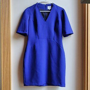 Reiss Royla Blue Short Sleeve Shift Dress Size 16