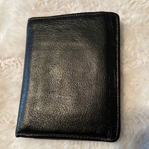 Men’s vegan black bifold wallet with extra section for I.D.