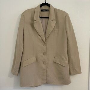 LIONESS Revolve Tan Linen Blend Oversized Blazer Size M