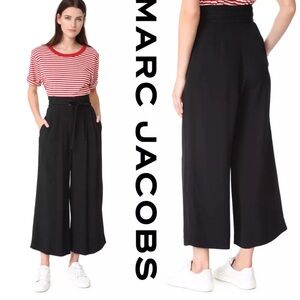 MARC JACOBS PANTS Size 8 High Waist Wide Leg Cropped Black G