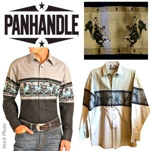 NWOT PANHANDLE SLIM Bull Riding Rodeo Cowboy Pearl-Snap Shirt (M)