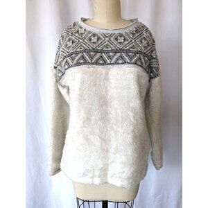 Sundance Haven Sherpa Sweater Women's Size XS Embroidered Beaded Pullover Lined