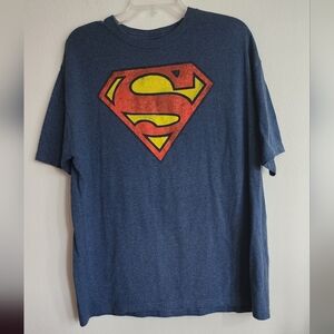 Superman Logo Ribbed Crew Neck Short Sleeve Short Sleeve T- Shirt  XL