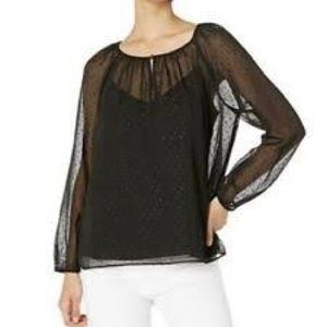 JCREW Point Sur Popover in Pin Dot Chiffon S Black