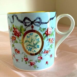 Rare Wedgwood Fine English Bone China Mug in “Ribbon and Wild Rose” Pattern