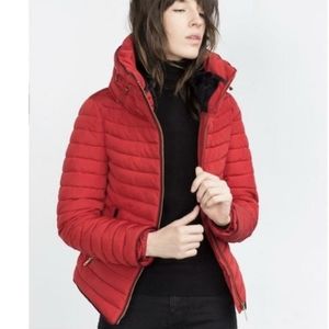 Zara Red Puffer Jacket