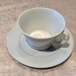 Crate& Barrel large cup and saucer. White porcelain. 350ml capacity.