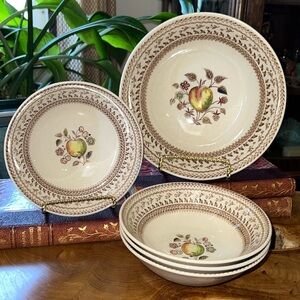 Vintage Johnson Bros Fruit Sampler Bowl Set Staffordshire Old Granite England