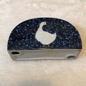 Otagiri Spackled Goose Duck Blue Napkin Holder Mail Holder  Vintage Ceramics