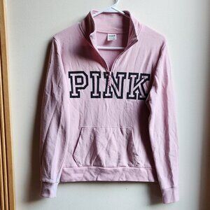 PINK Victoria's Secret Light Pink Quarter Zip-Up Pullover Sweatshirt Size Small