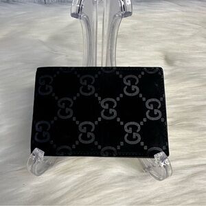 GUCCI velvet monogram card holder in black