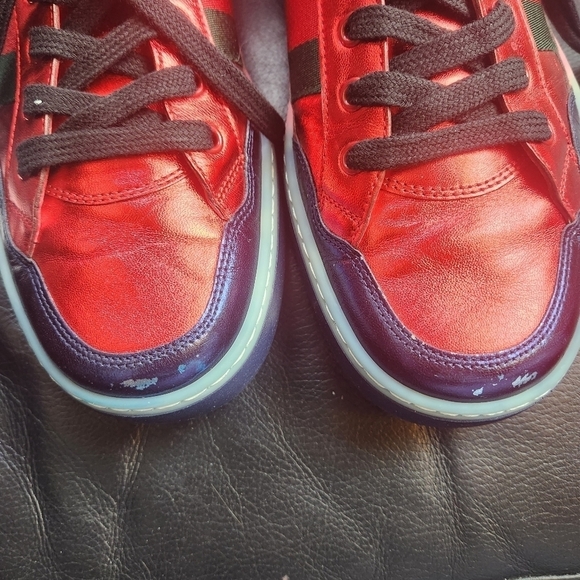 GUCCI High Top red metallic sneakers size 8.5 BNWB - Picture 2 of 8