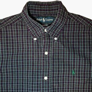 Ralph Lauren Classic Fit Plaid Long Sleeve Button Down in Purple/Teal Men’s S