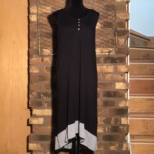 Anne Klein sleeveless maxi dress black gray S