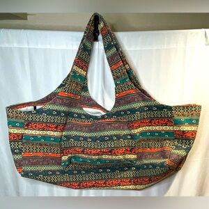 Oversized sloughy boho-esque shoulder tote bag carryall womens beach yoga hobo