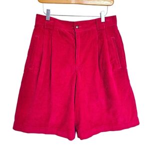 Vintage Liz Sport raspberry corduroy pleated high waist shorts