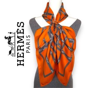 ✨🍊HERMES Buldoc Ribbon Silk Scarf 90 | Good Condition✨