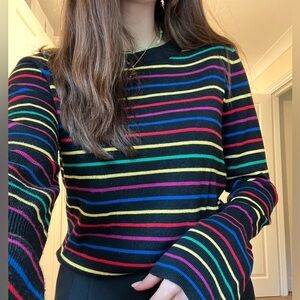 Multicolour flare sleeve jumper