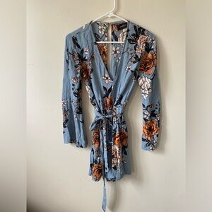 Blue Floral Dress jumpsuit with shorts