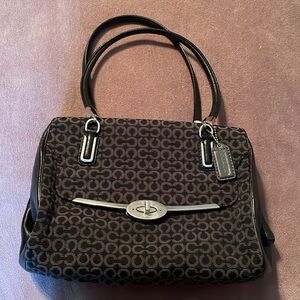 Coach Madison Eastwest 25215 OP Needle Point Satchel in black & grey