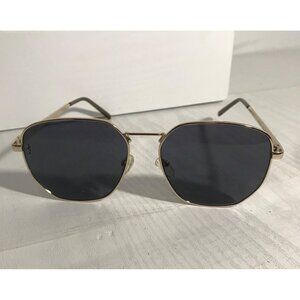 Sean John Hexagonal Sunglasses SJS3014 700 Black Lenses Gold Frame