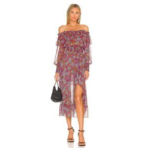 New Anthropologie MISA Los Angeles Begonia Midi Dress Ruffle Off The Shoulder