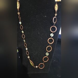 Coldwater Creek ring and rhinestone copper tone necklace