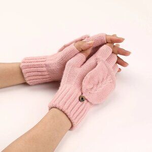 NEW Fingers Free Wool Gloves Women Knitted Flip Fingerless Exposed Finger