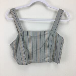 Le Lis L Striped Crop Tank Top Button Back