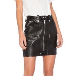 FRAME Leather Mini skirt Studded zip up size 25