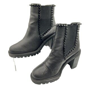 Jessica Simpson 7M Demmie Studded Leather Lug Sole Chelsea Booties Vampire Goth