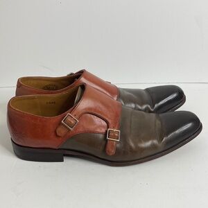 John Fluevog Shoes Mens 12 Brown Two Tone Double Monk Strap Dress Formal