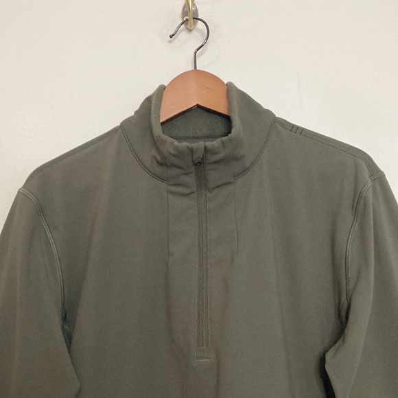 Lululemon Half Zip Mens Small Army Green Micro Fleece Long Sleeve Shirt Gym Run - Picture 3 of 11