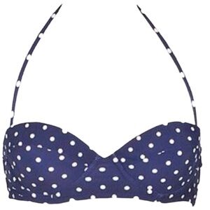 BLUENOTES Polka Bikini/Swimsuit Top  Navy Blue Size Small