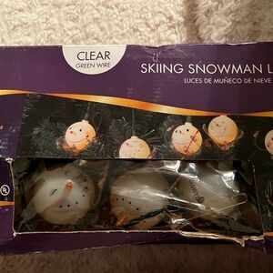 Christmas blow mold skiing snowman string lights