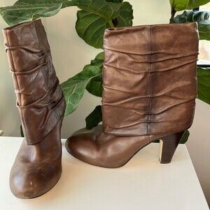 Seychelles Enigma dark brown leather boots slouchy midi 10