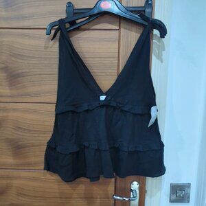 Black deep v neck top