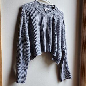 Sincerely Jules Gray Ribbed Crew Neck Cropped Sweater Size Large