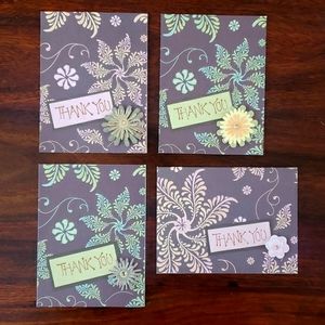 Boho Floral Blank Thank You Note Cards Set of Four