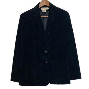 Vintage Blazer Womens Medium Black Cotton Corduroy Jacket Retro 80s Academia