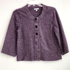 Croft & Borrow Button-Up Purple Long Sleeve 3 Button Cardigan Sweater Sz L