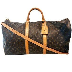 Authentic Louis Vuitton Keepall 60 Bandoulière Monogram Boston Travel Bag Duffle