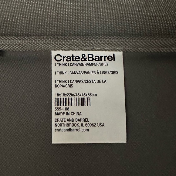 Crate & Barrel Canvas Laundry Hamper - Grey - Picture 7 of 8