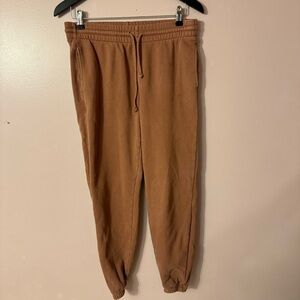 Aritzia TNA Cozy Fleece Boyfriend Jogger  Pants Brown Women Size S