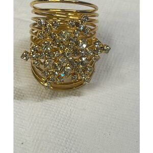 Snowflake Rhinestone Women's Ring Gold CZ 7.5 EUC Bling