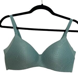 Knix Wingwoman Bra Size 2 36A Seafoam Blue Green Lace Wireless Comfy Pretty