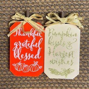 Wooden Small Signs Harvest Fall Autumn Miniature Wooden Decor Sign Pumpkin