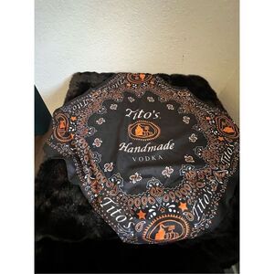 Titos Vodka Bandanna Handkerchief Scarf Black Orange Collectible Square 21.5”